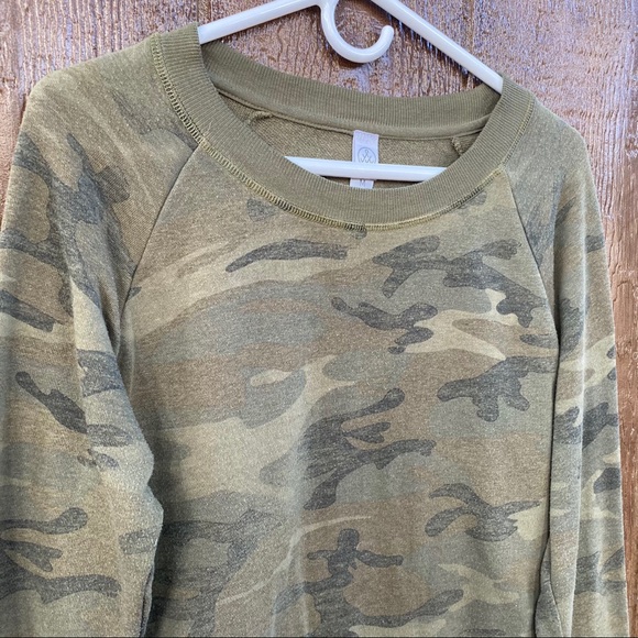 Alternative Apparel Lazy Day Green Camo Pullover Sweatshirt M - Picture 9 of 14